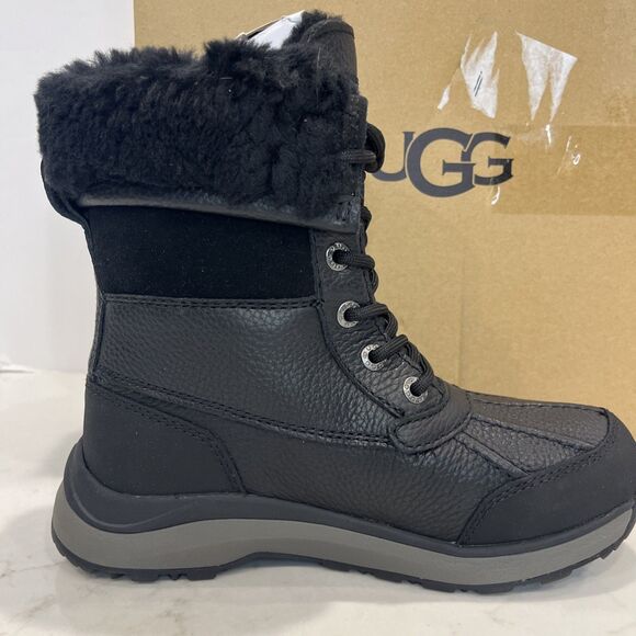 UGG NEW Adirondack III Black Waterproof Winter Boots Womens US 5 EU 36 Lace Up - Picture 7 of 16